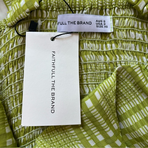 Faithfull the Brand Green and White Ruched Sweetheart Sundress - Picture 13 of 13